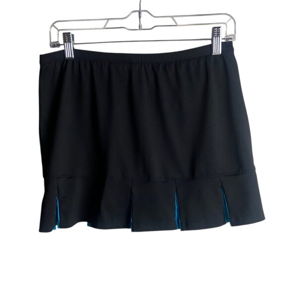 Bolle High Performance Size M Tennis Skirt Skort Black Teal Pleated Preppy Cheer - Picture 2 of 8